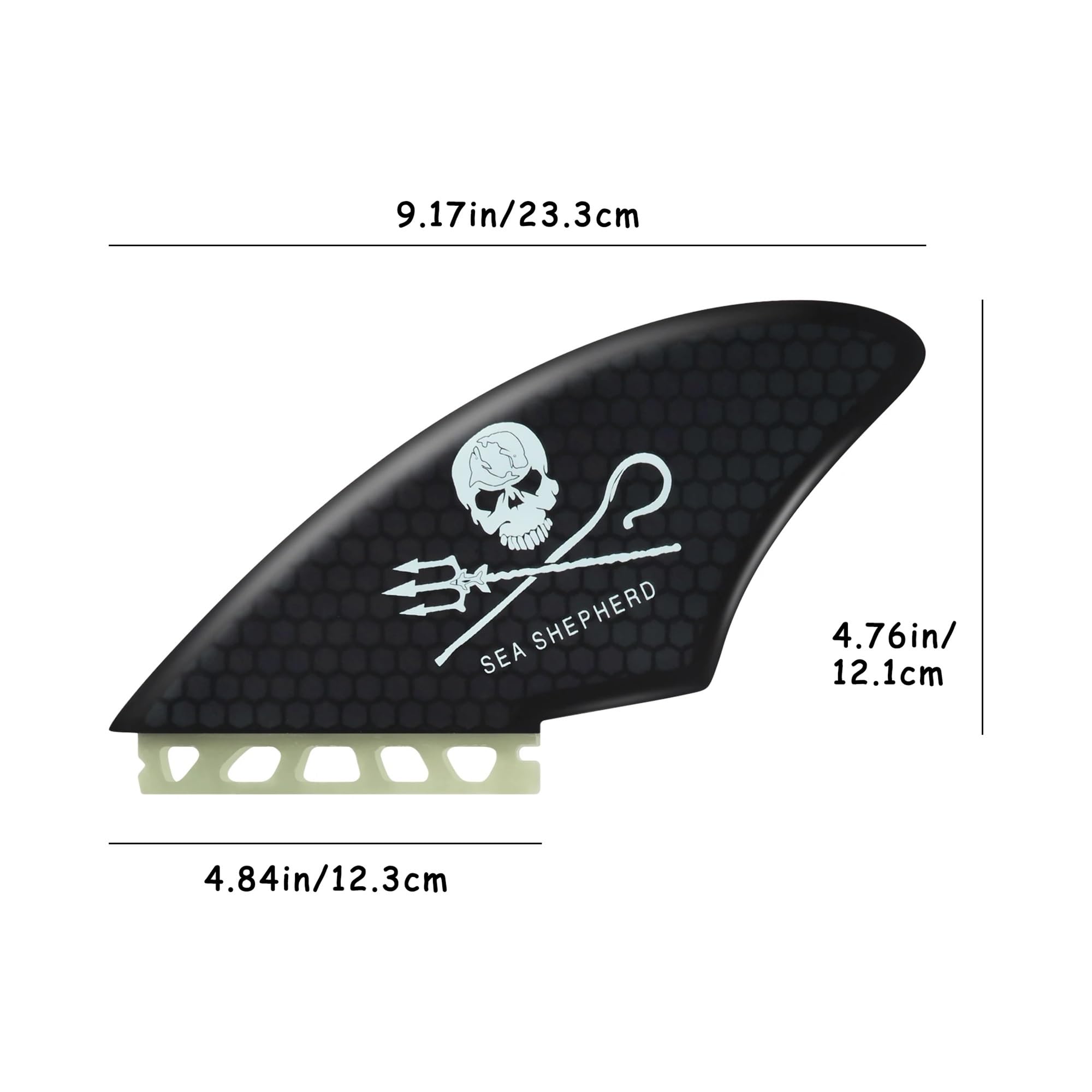 Quillas de Surf Twin Keel de una y Dos pestañas - Juego de quillas Dobles de Fibra de Vidrio con Panal, Tornillos y Llave for quillas(FC2-Skull)