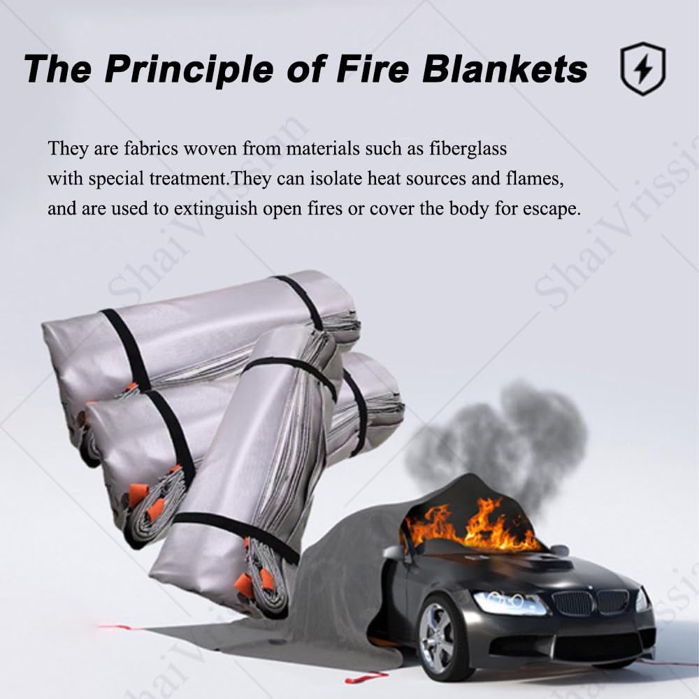 Manta ignífuga reutilizable, duradera y ecológica, para protección contra incendios de emergencia en escuelas, garajes, almacenes y estaciones de carga