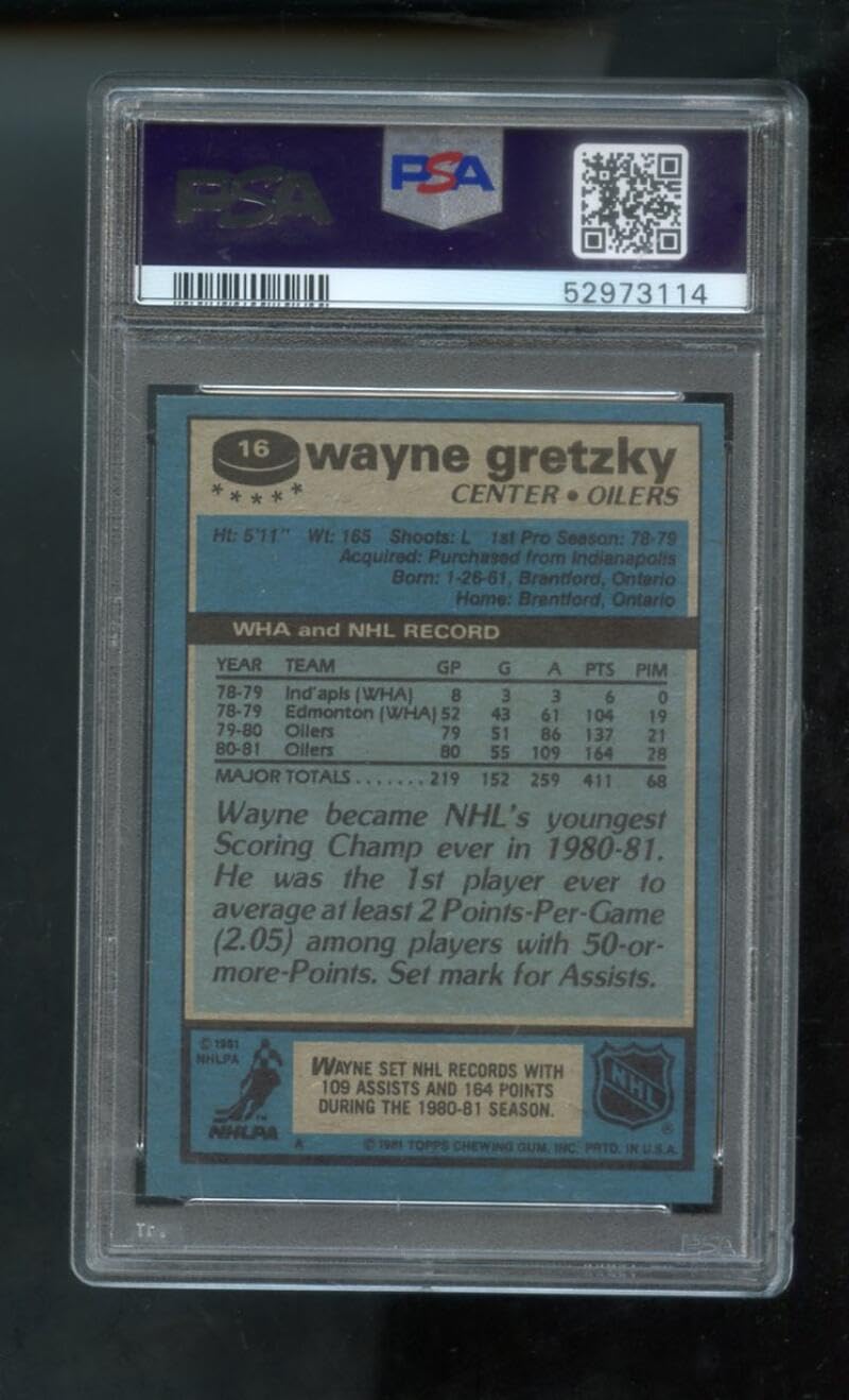 Wayne Gretzky Graded PSA 9 MINT (Hockey Card) 1981-82 Topps
