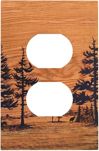 Miniatura 212 de Cubierta de Interruptor de Luz de Palanca de 1 Gang con Estampado de Bosque de Pinos Rústico Campestre, Cabaña Lodge Granero Bosque Forestal de