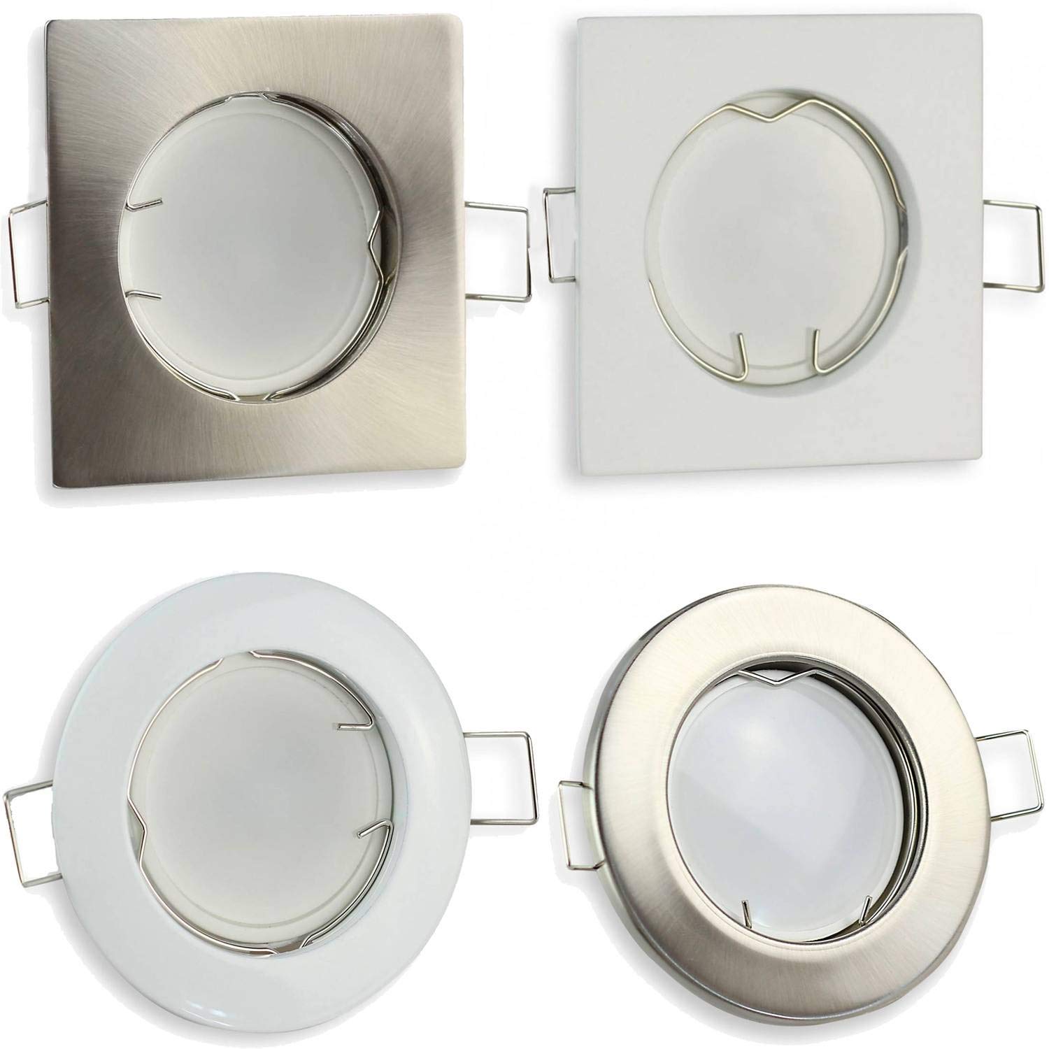 6x LED Einbaustrahler Set 1,2 Watt kaltweiß rund - weiß GU10 230V - Einbauleuchte 60mm Bohrloch - Deckeneinbaustrahler Deckenspot Deckeneinbauleuchte Einbauleuchte Einbau-Spot