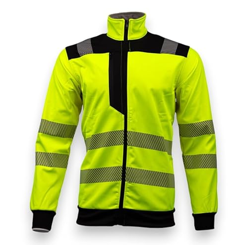 UKR Reflective Hi Vis Fleece Jacket - Fluorescent Yellow (Size M) Unisex Women & Mens Hi Vis Jacket. 100% Polyester Hi Vis Work Fleece Top with Reflective Tape. High Vis Jackets Men & Women.