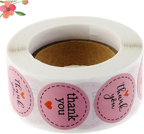 Miniatura 7 de Ciieeo 500 calcomanías de sellado de agradecimiento de papel estraza con texto en inglés "Thank you", etiquetas adhesivas de sobres, etiquetas de