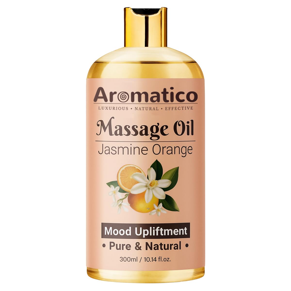 Massage Oil with Jasmine & Orange Essential Oils – Infused with Sesame, Almond & Jojoba Oils – Full Body Massage Oil for Relaxation – for Men & Women – 10 Fl Oz