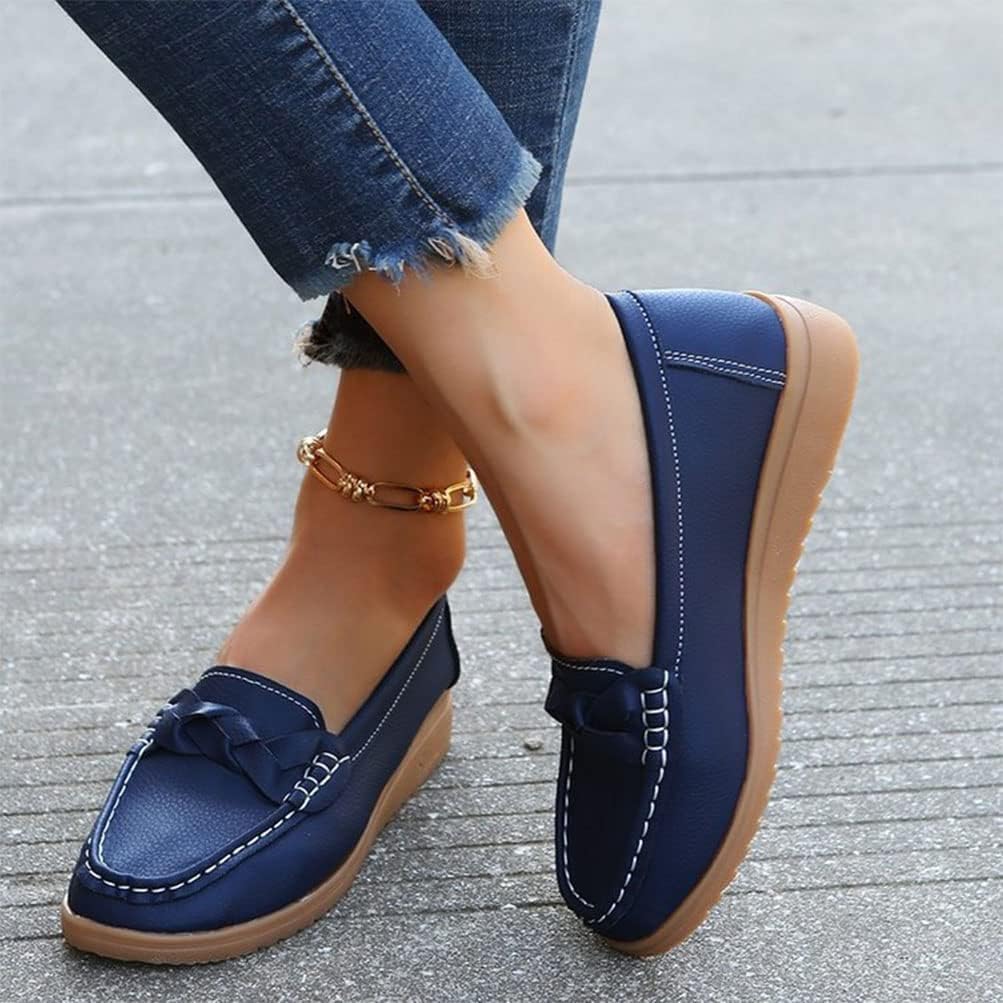 Mocassins Femme Classique Cuir Chaussures Casual Plates Bateau Chaussures Loafers Elegant Léger Confort Chaussures De Conduite pour Printemps Été