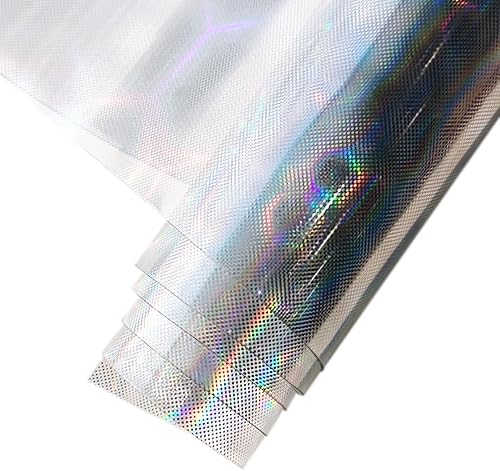 Miniatura 21 de HYANG - Hojas de piel sintética de vinilo holográfico transparente de PVC con diseño de pentágono grande, 1 rollo de 12 x 53 pulgadas