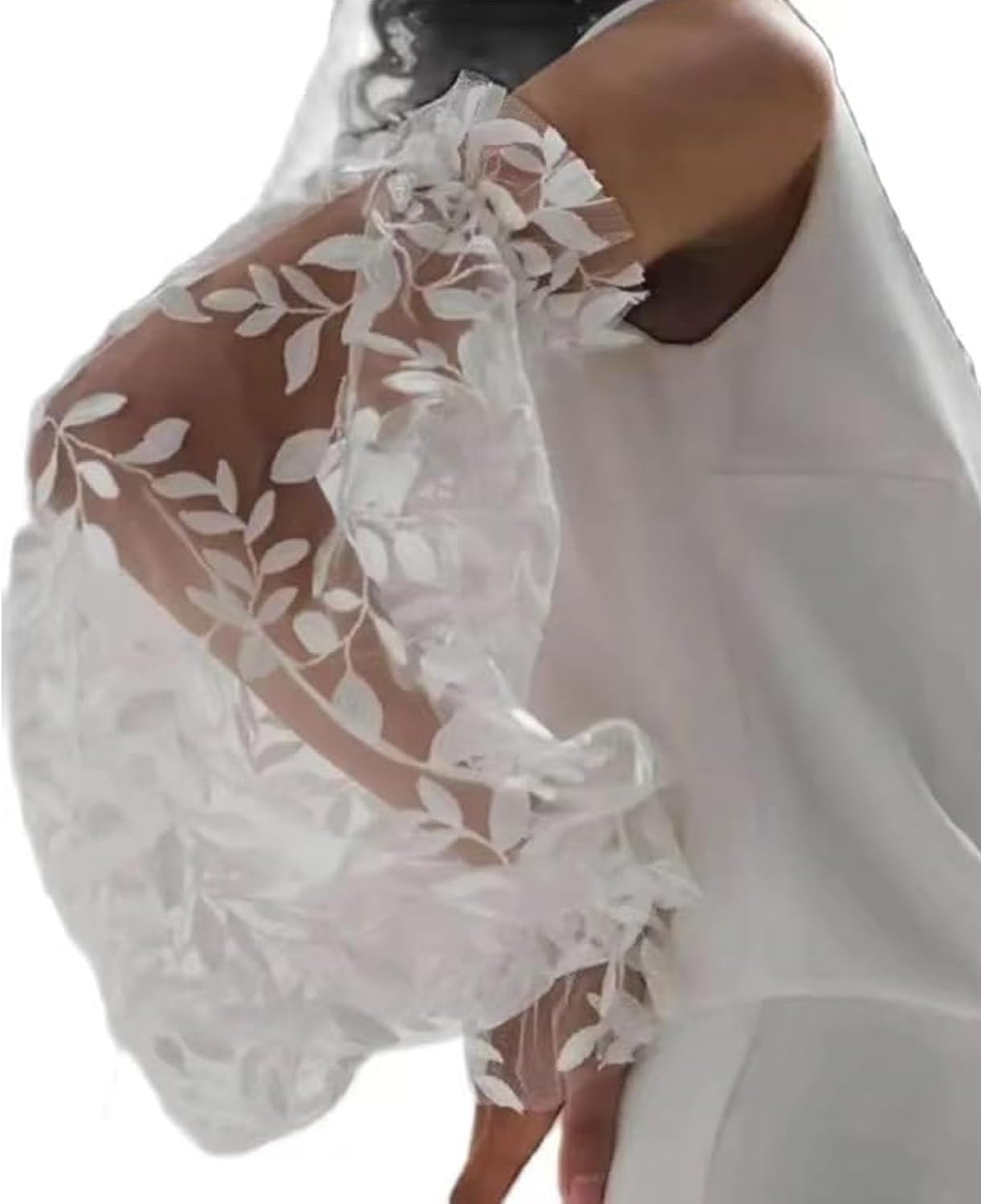 Lace Detachable Puff Sleeves Bridal Removable Long Sleeves