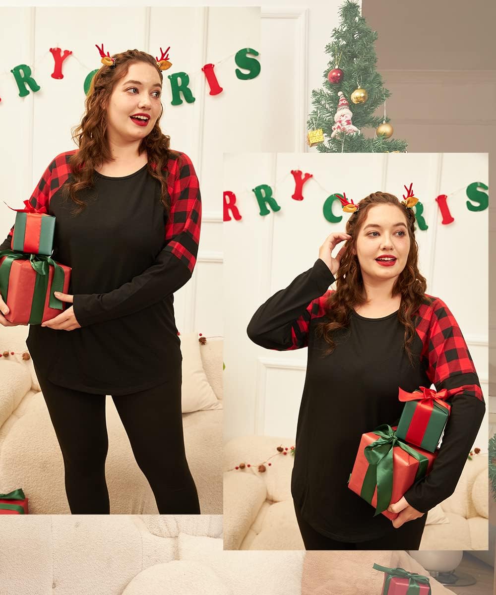 CARCOS Plus Size Tops for Women Long Sleeve Raglan Tops Flower/Tie Dye/Camo/Aztec/Leopard Print T Shirts Tunic Fall Xl-5Xl - Image 2