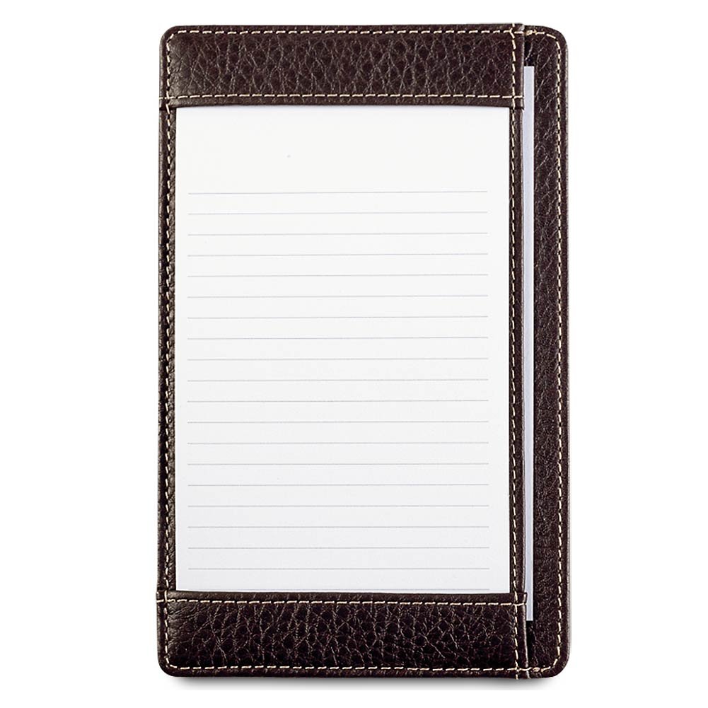 Bomber Jacket Pocket Briefcase Leather Mini Notepad 3x5 Index Card Holder Organizer, Mocha