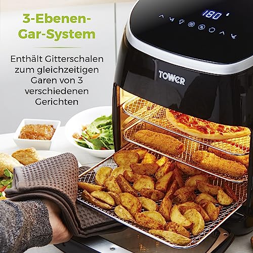 Tower T17076 Xpress Pro Combo 10-in-1 Digitale Heißluftfritteuse mit Schneller Luftzirkulation, 60-Minuten-Timer - Airfryer Airfryer Heißluftfritteuse XXL 11 l - 2000W - Schwarz – Bild 6