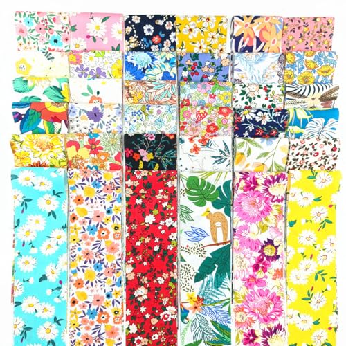 Image of 42pcs 2.4 * 19 inch Fat Quarter BundlesCotton Jelly Roll Easter Fabric Strips for Quilting Crafting Precut Patchwork for Sewing DIY Crafts (Mix)