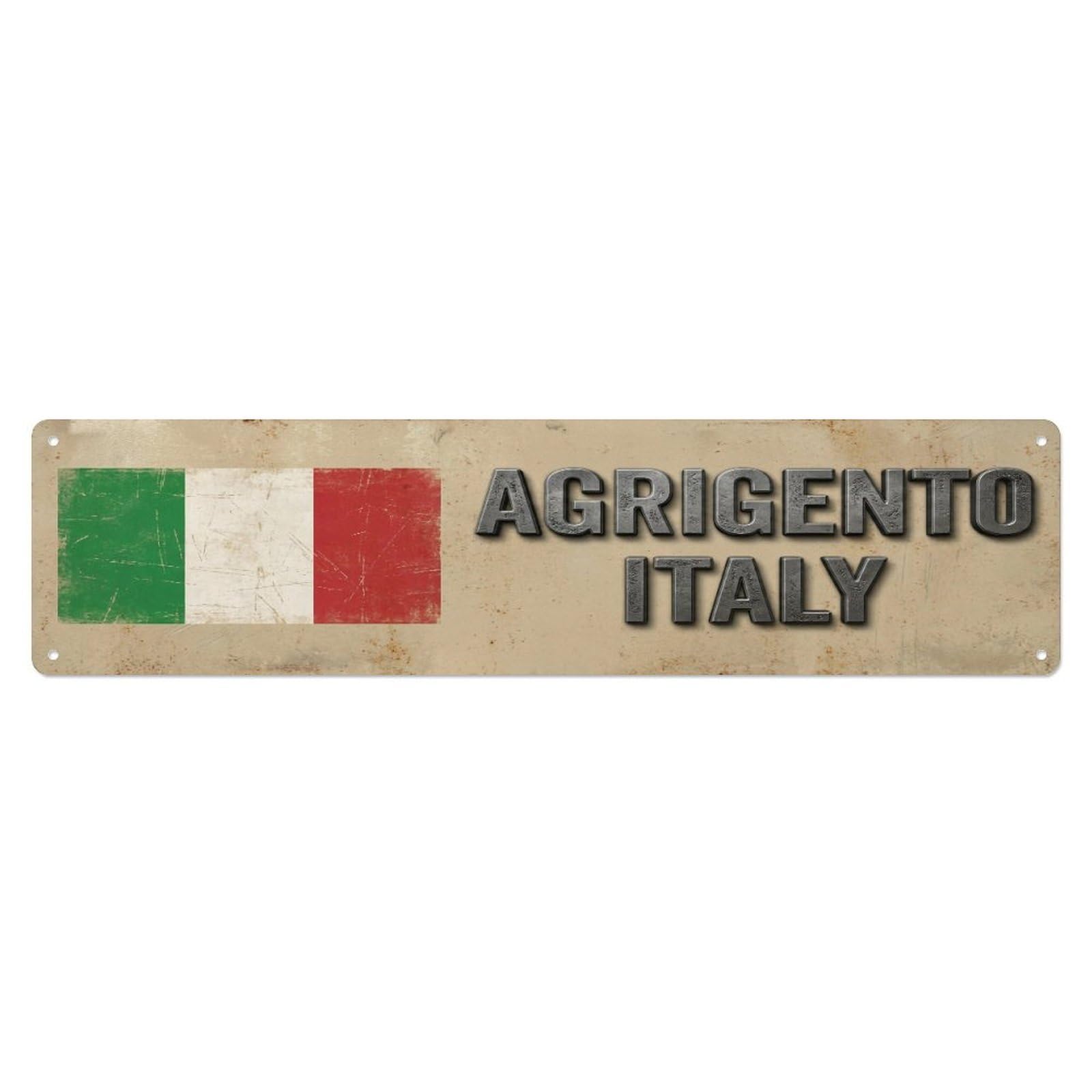 Metal Tin Sign Vintage Agrigento Italy Flag Decor Rustic Travel