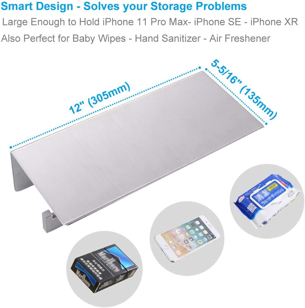 Double Toilet Paper Holder with Shelf Brushed Nickel, APLusee Modern Bathroom Accessories SUS 304 Stainless Steel Commercial Tissue Roll Dispenser Mobile Phone Storage Rack Handy Use : Tools & Home Improvement