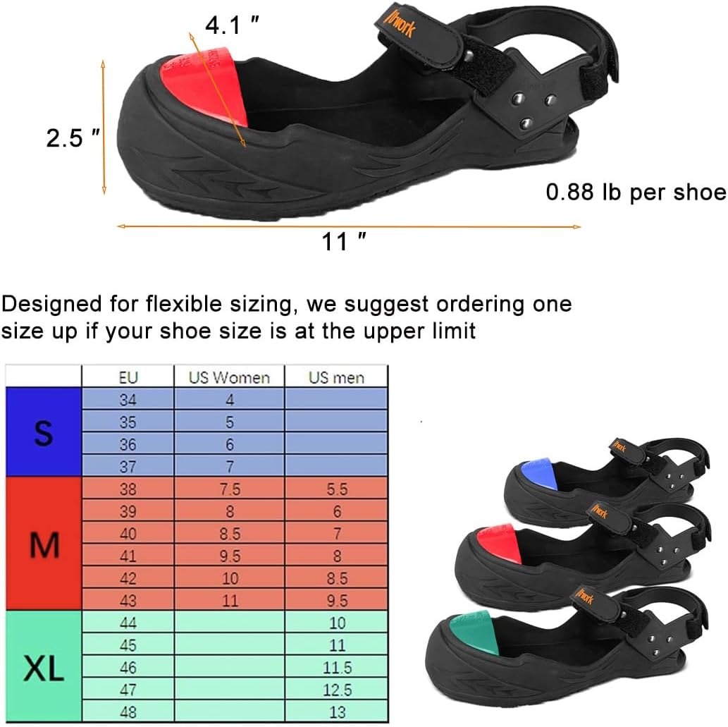Safety Overshoes with Steel Toe Caps, Full Sole Steel Toe Covers | Titanium-Aluminum Alloy Toe Shoe Covers, Double Strap Slip-Resistant Visitor Safety Overshoes ( M, Red)