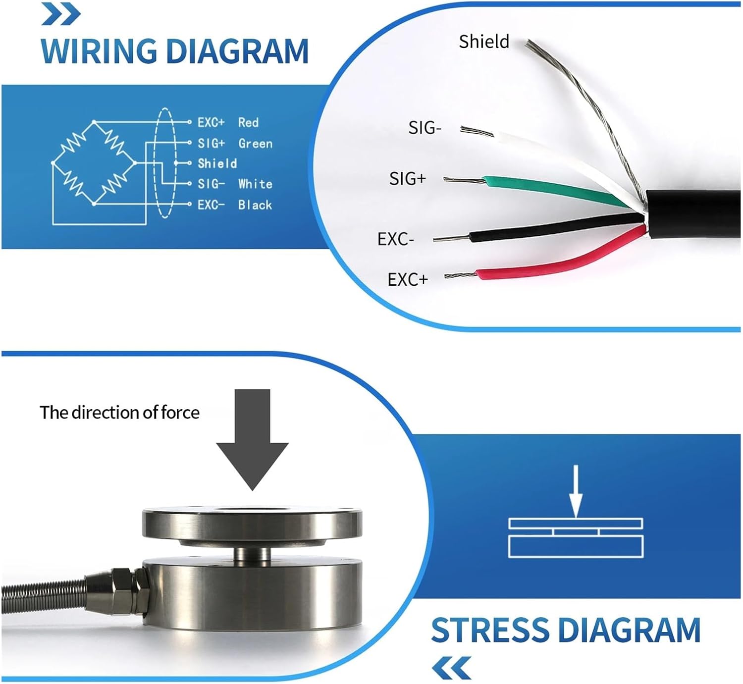 Load Cell Sensor + Indicator Display Test Compression Force Weight Pressure Sensor for Scale(0-300KG Indicator)