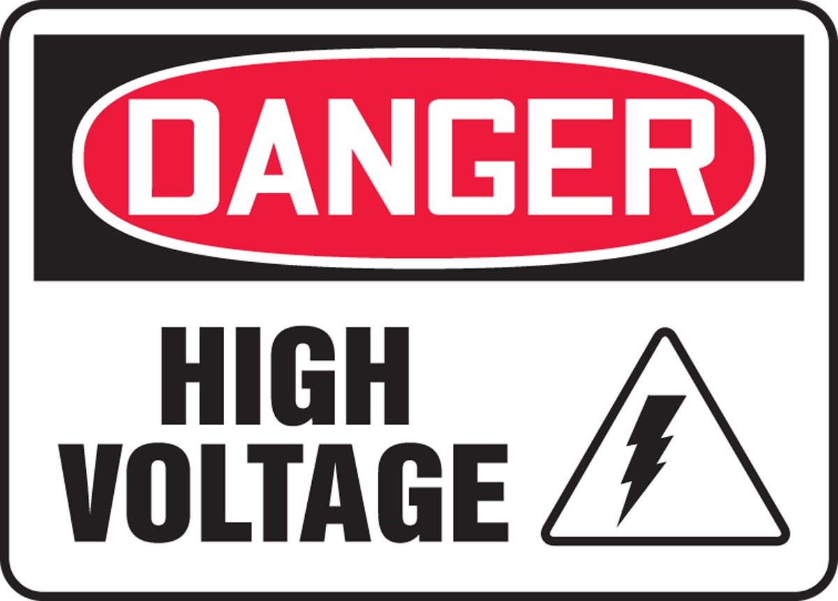 Panneau Danger High Voltage vinyle adhésif contre risques électriques