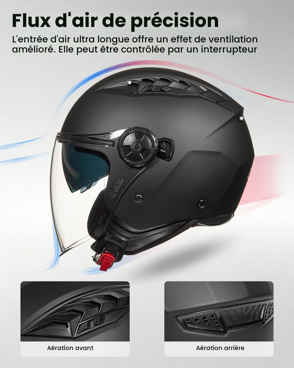 ILM Casque Moto Homme Femme Homologué ECE 22.06 Ouvert Vintage Retro 3/4 avec Double Visière pour Adulte Scooter Cruiser Moto Modèle HS399