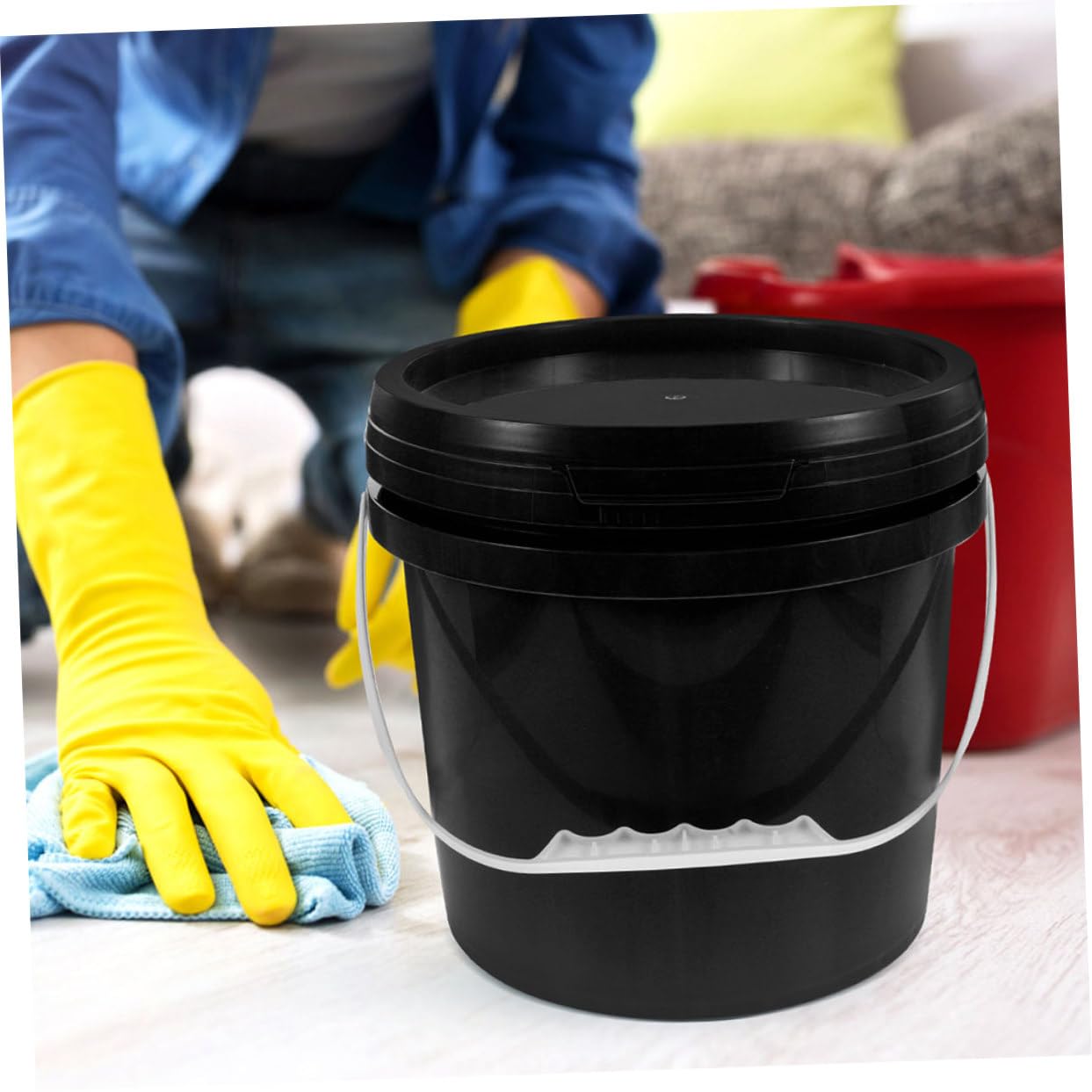 UKCOCO Cubo De Pintura Reutilizable Asa y Tapa para Almacenamiento De Pintura y Pigmentos Envase De Plástico Multifuncional para Uso Doméstico