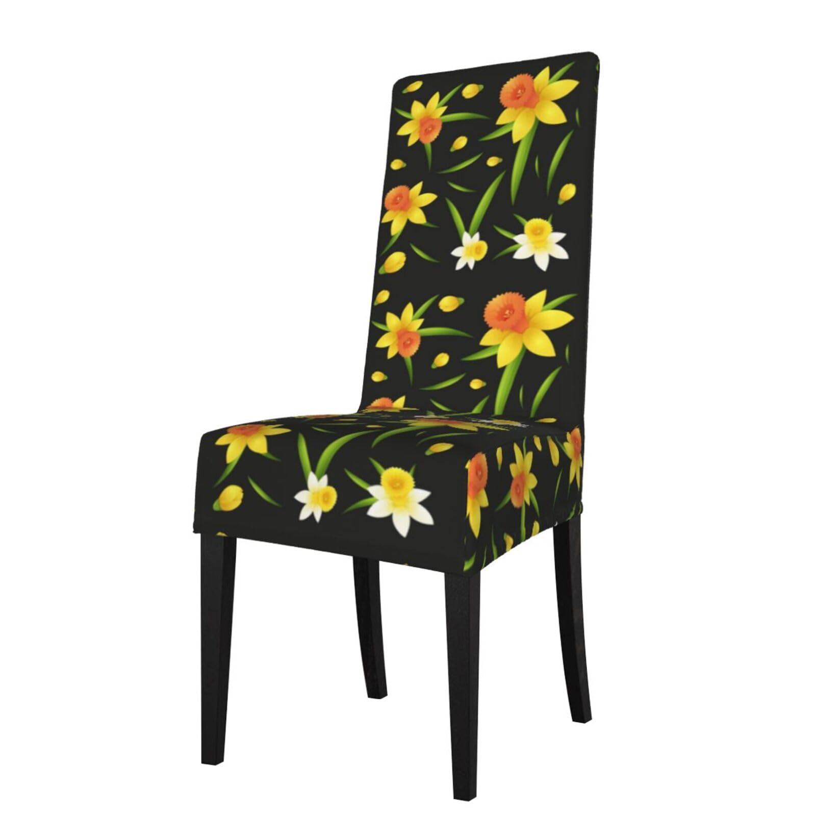 LKYMOH Seamless Background Design With Daffodil Flowers, Chair Covers Stretch Chair Slipcovers for Dining Room, for Party Pet Protection Universal Fit Soft Polyester