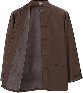 Invierno Chaquetas Gruesas De Algodón Tang Traje Abrigos Hombres Caliente Tai Chi Uniforme Chino Kung Fu Ropa Tops brown-4XL