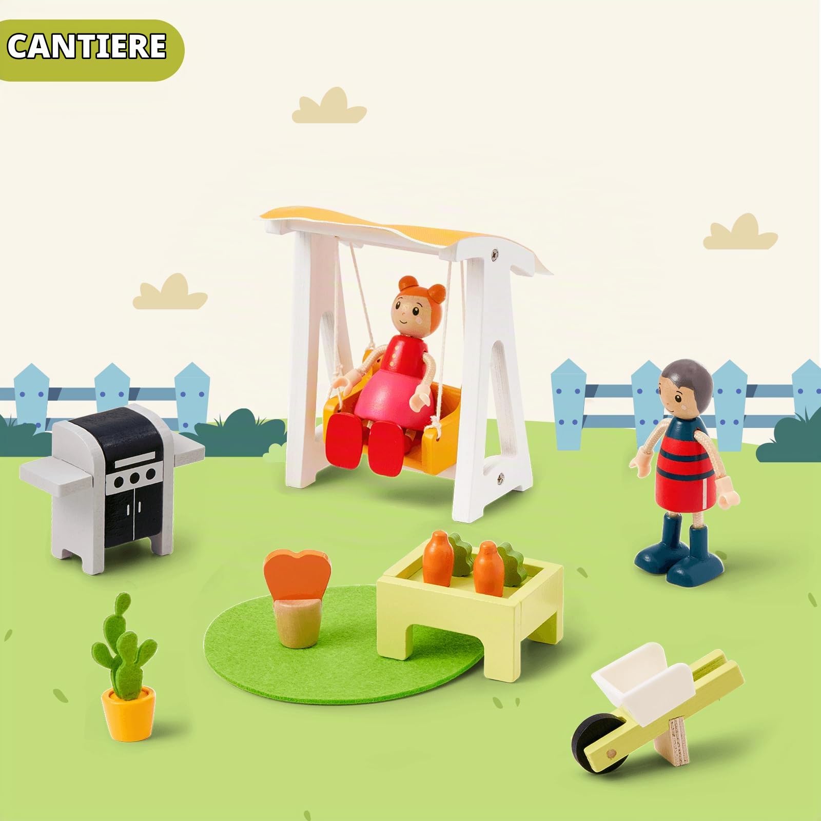 Giant Bean Mobili Casa Bambole 85 Pezzi 6 Camere Moderna | Accessori Bambole Gioco Imitazione Bambini 3+ Anni Regalo Divertente