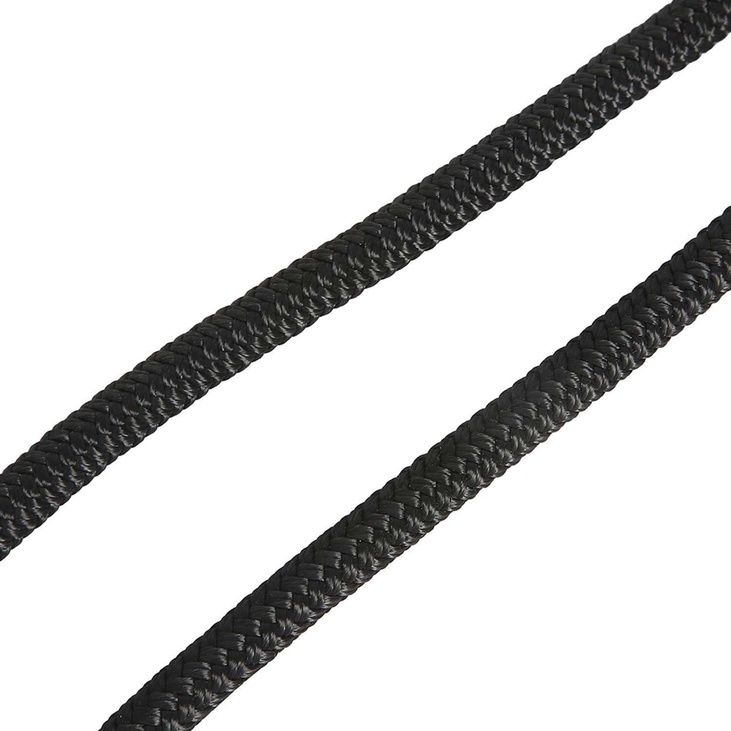 NovelBee 1/2 Inch X 600 Feet Double Braid Nylon Anchor Line with Stainless Steel Thimble and Wood Chuck (Black)