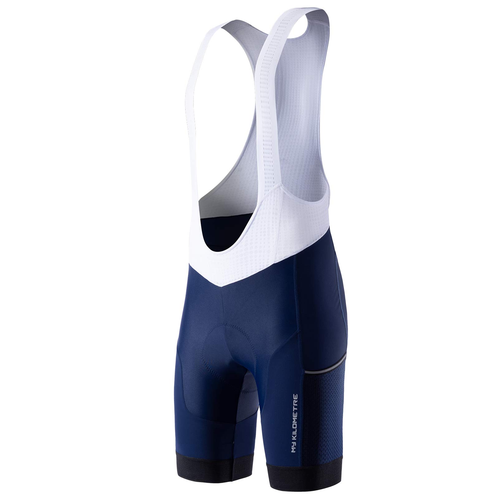 MY KILOMETREMen's Cycling Bib Shorts Padded Breathable Quick-Dry with Side Pocket, Bike Bicycle Shorts for Training Racing