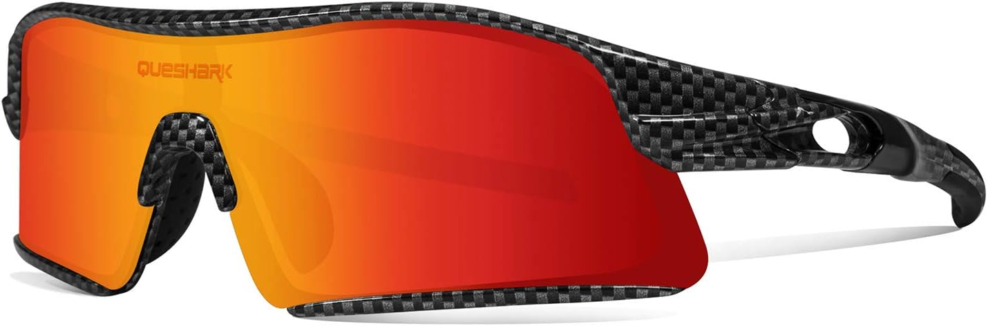 Queshark Polarizadas Gafas de Sol Deportivas con 4 Lentes Intercambiables para Hombres Mujeres Ciclismo Correr Conducir Pesca Golf Gafas de béisbol QE0049