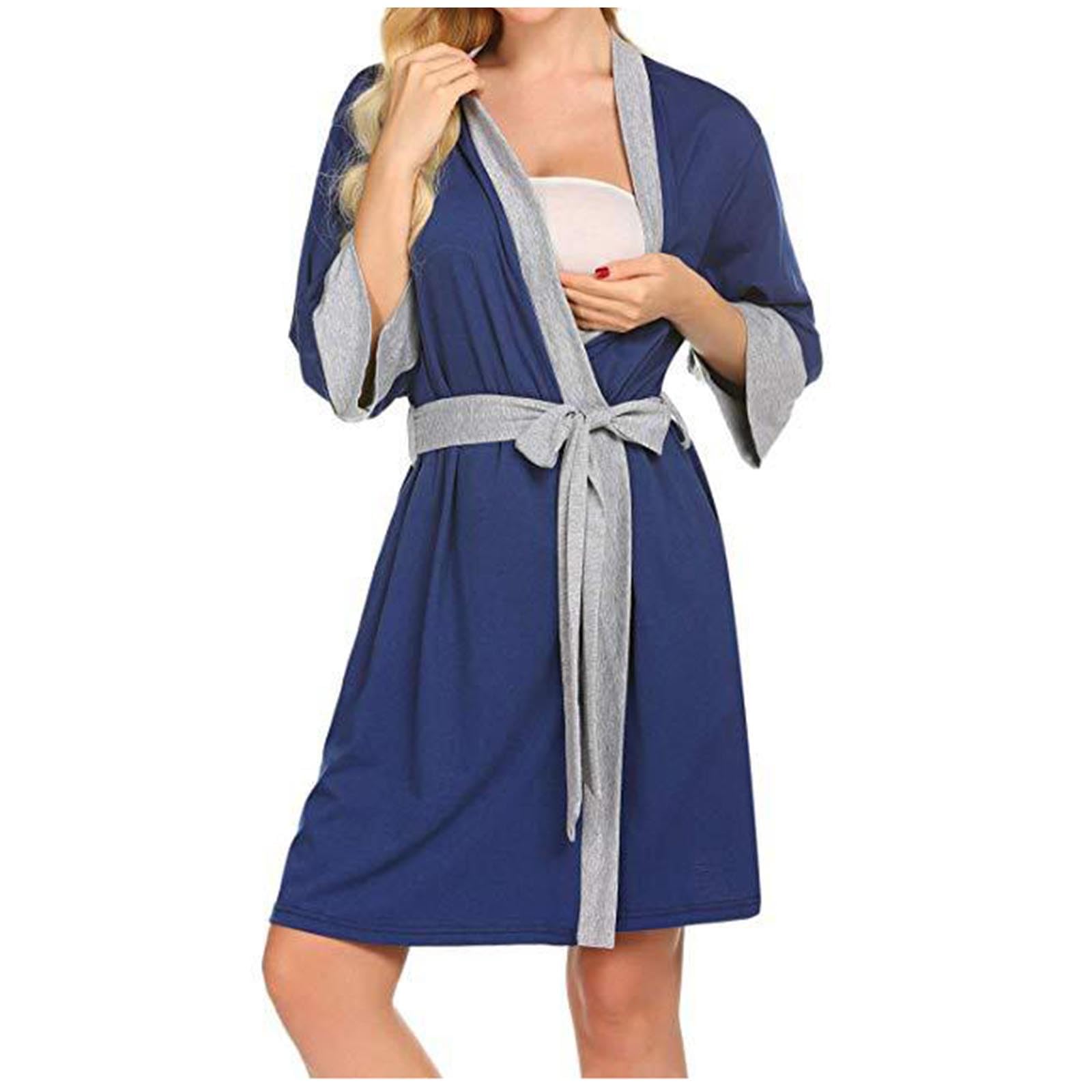 Womens Cotton Short Robes Lightweight Robe Soft Cozy Shower Spa Bathrobe Belted Sleepwear for Ladies Loungewear