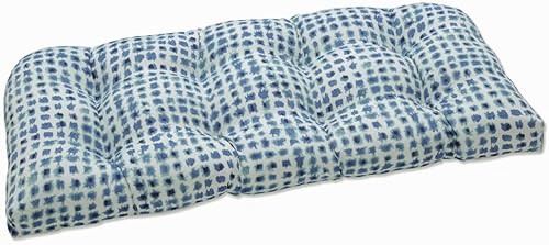 Pillow Perfect Exterior Cojín de mimbre de porcelana Alauda para interiores, 44 X 19 X 5, azul