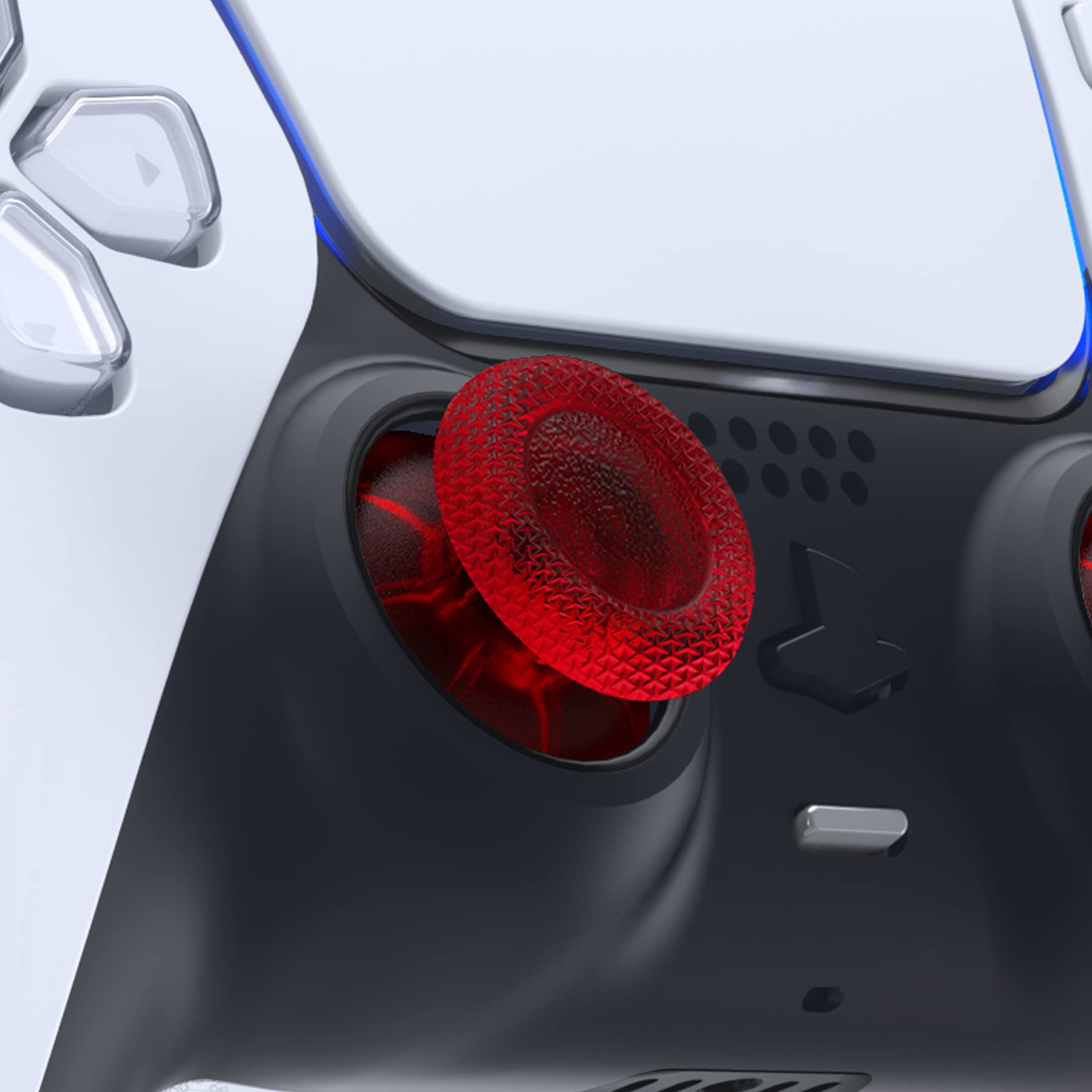 eXtremeRate Joystick pour ps5 Manette Accessoires,Stick Analogique pour ps4 Manette,Bâtons de Pouce-Rouge Transparent - 2