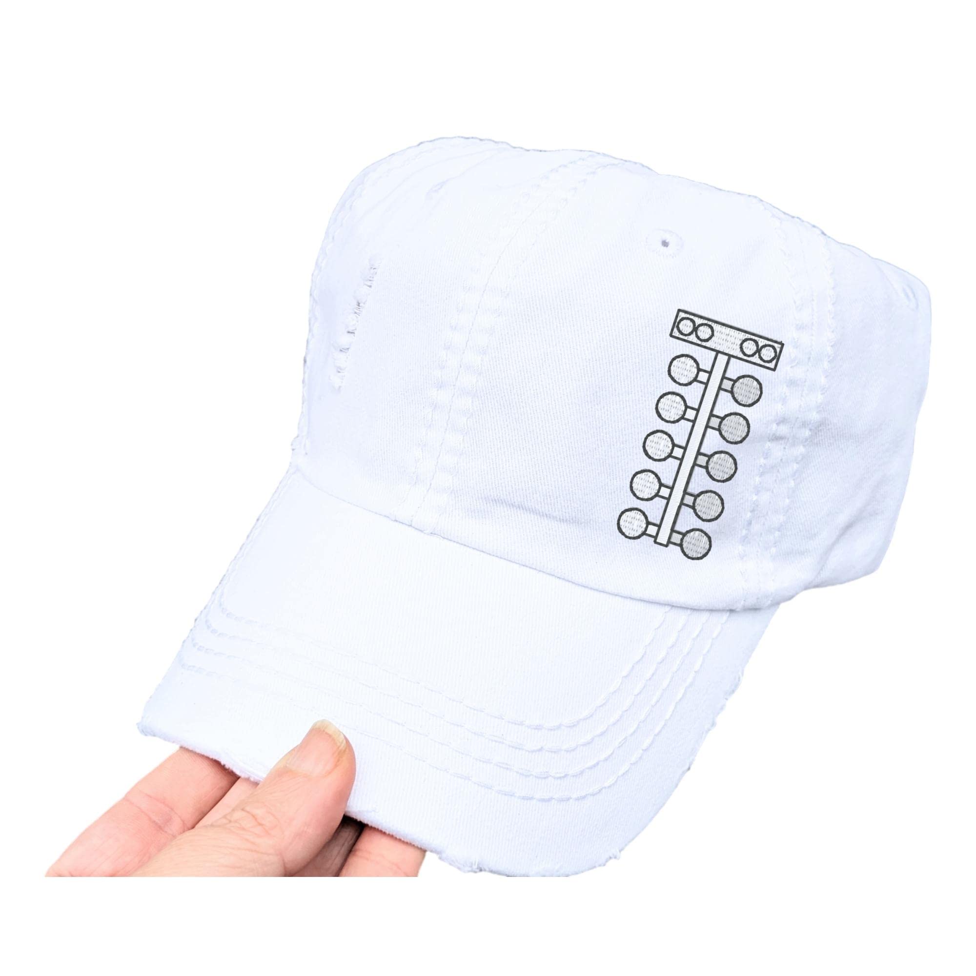 Distinct HeadwearWomen's Drag Tree Racing Hat, Baseball or High Ponytail Cap, Dragstrip Lights Present, Clothing Meet Race for Her Female Racer, Wife Mom Mama Sister Friend Girlfriend