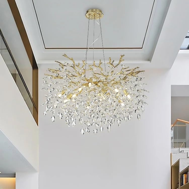 Chandelier en cristal design de branches dorées pour illuminer vos dîners