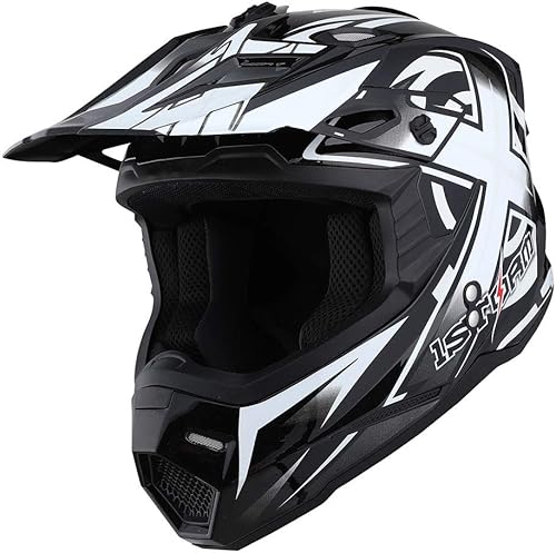Miniatura 9 de 1Storm Casco de motocross para adultos, BMX MX ATV, casco de carreras estilo HF801 + auriculares Bluetooth para motocicleta negro mate