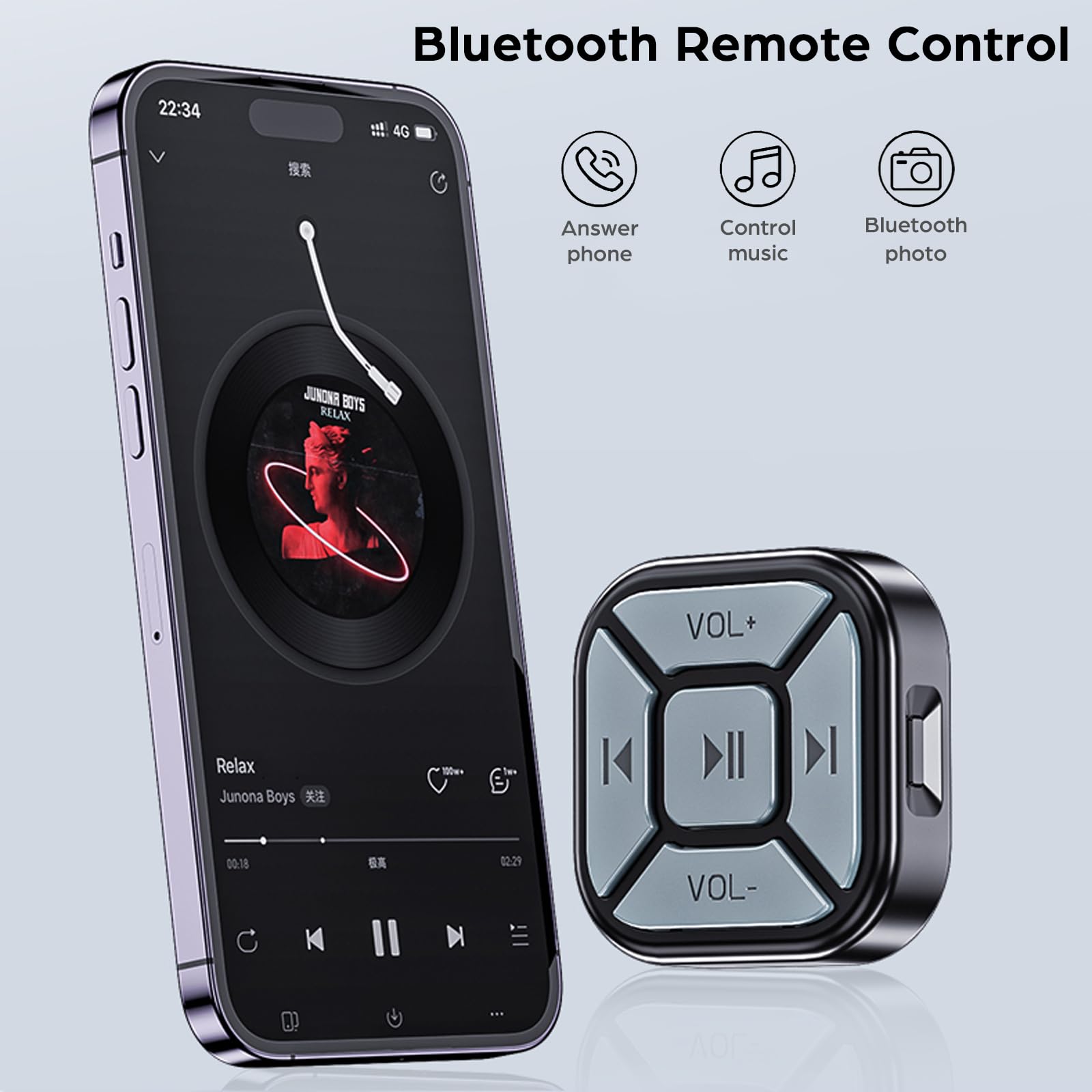 Bluetooth Wireless Multimedia Remote Control Button for iPhone Android Selfie Music Controller