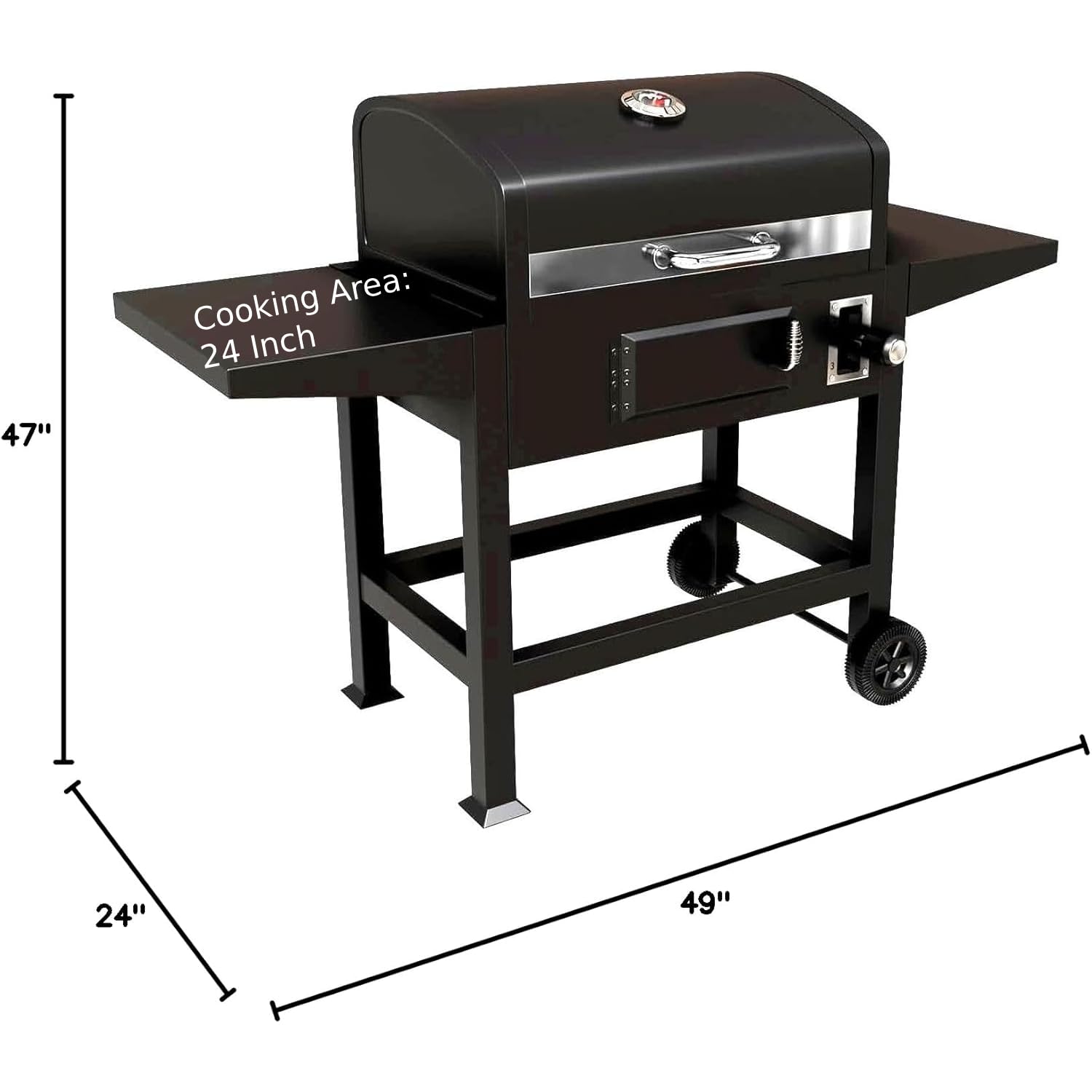 Gas One - Griglia a carbone per barbecue da 61 cm, affumicatore a carbone con controllo del calore a più livelli, griglia esterna per campeggio, picnic, patio, barbecue in cortile, cucina all'aperto