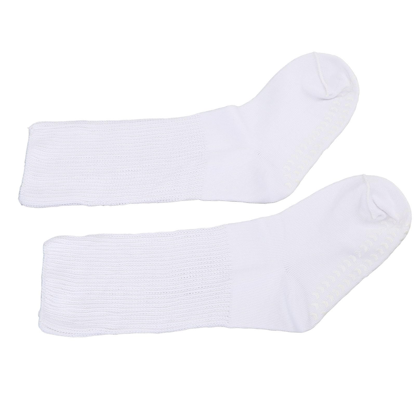 Super Wide Non Slip Loose Fit Socks with Grips High Stretch White for Fat Feet and Legs (L XL)