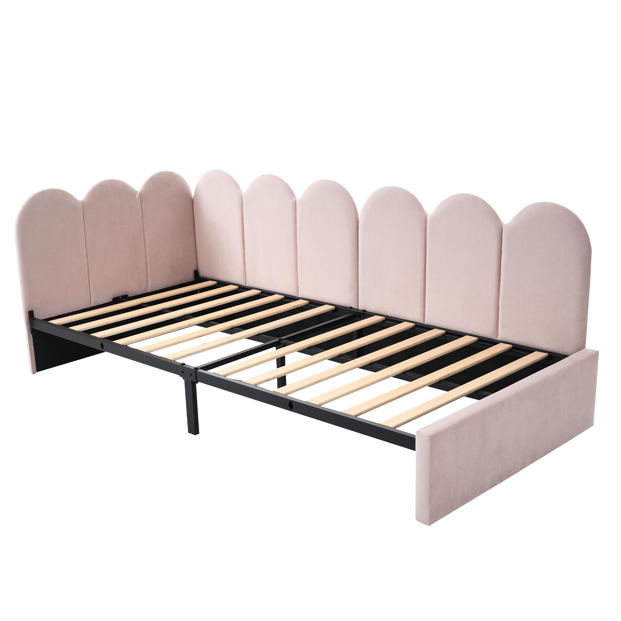Idemon Letto imbottito con cassetti, letto singolo con cassetti, letto contenitore, divano letto, 90 x 200 cm, con rete a doghe, per adolescenti e adulti, colore: rosa (senza materasso) (90 x 200 cm)