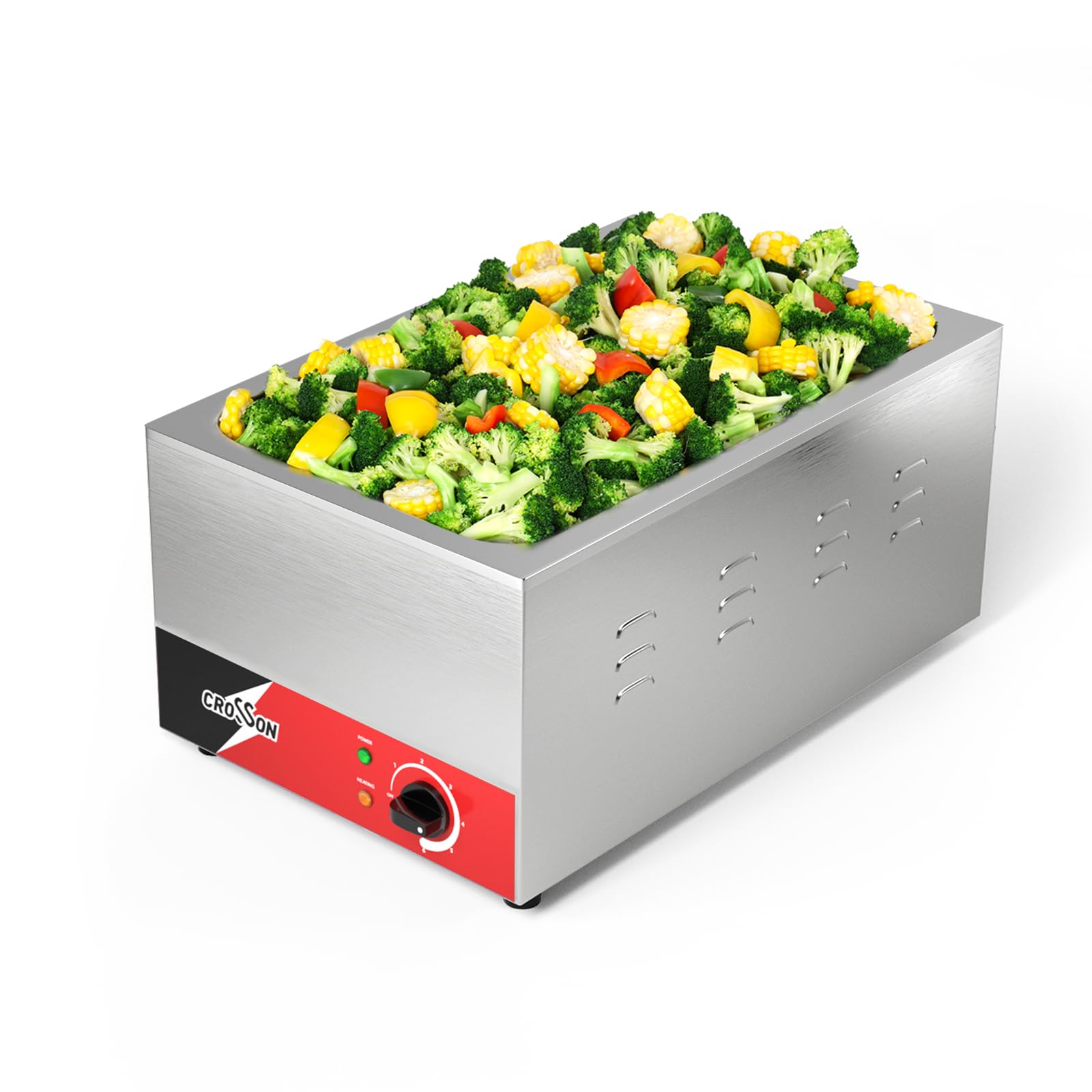 CROSSON Gastronorm Bain Marie Electric,Profi Gastro Speisewärmer,bain Marie für soßen,passend für GN 1/1 Gastronorm-Behälter,230V/1200W,Wasserbad Temperatur einstellbar von 35-85 °C