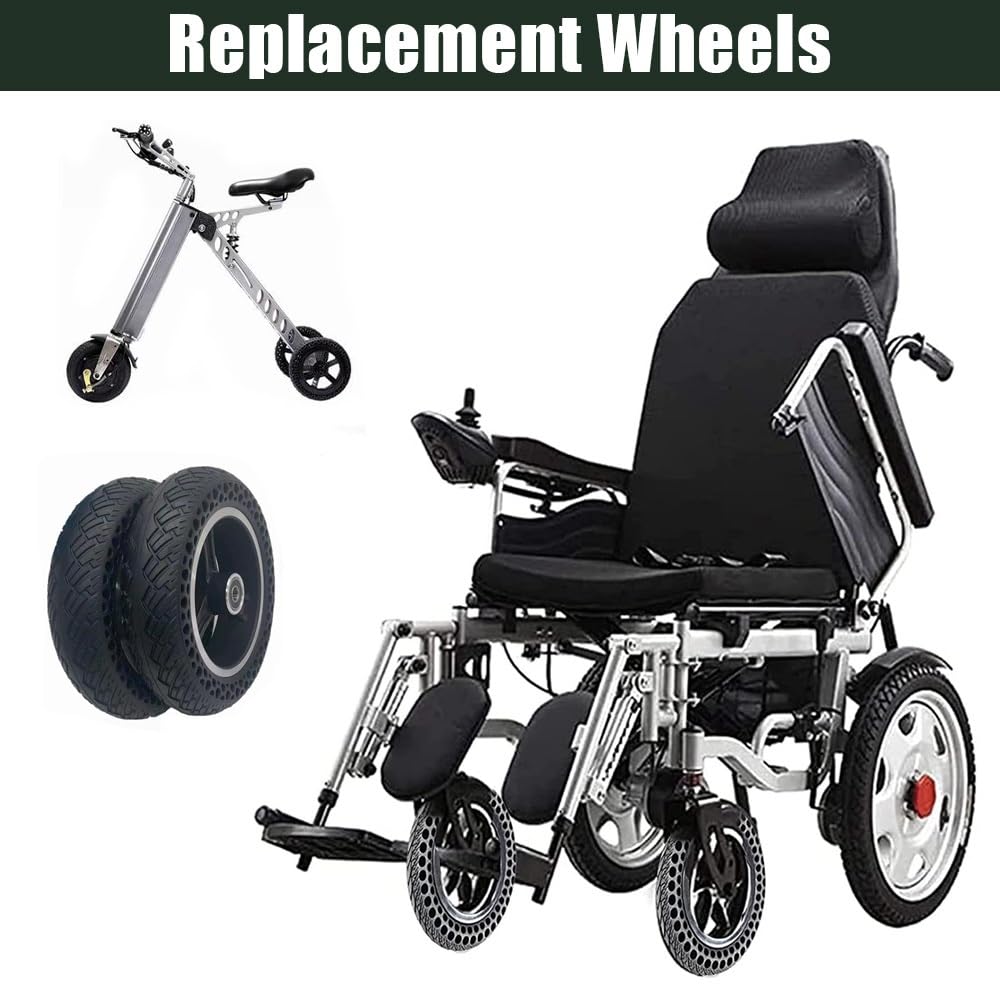 Reemplazo De Ruedas De Silla De Ruedas Pequeño De 200mm, 8 Pulgadas, Ruedas Delanteras Y Traseras De Repuesto, Rueda De Goma Sólida(Gray)