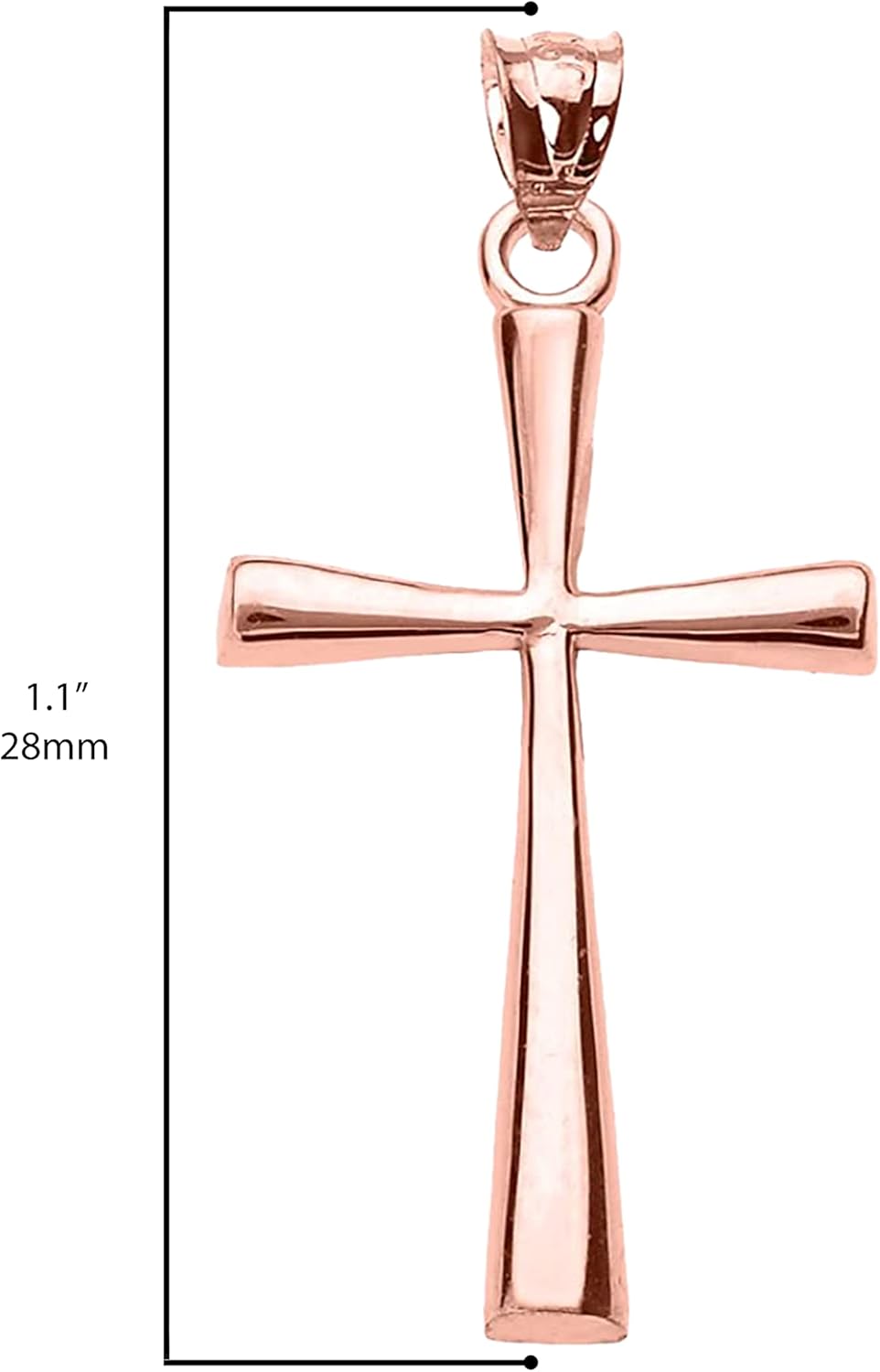 Religious Jewelry 14K Rose Gold Simple Classic Flared Cross Pendant Necklace with Rolo Chain - Choice of Necklace Length - Image 4