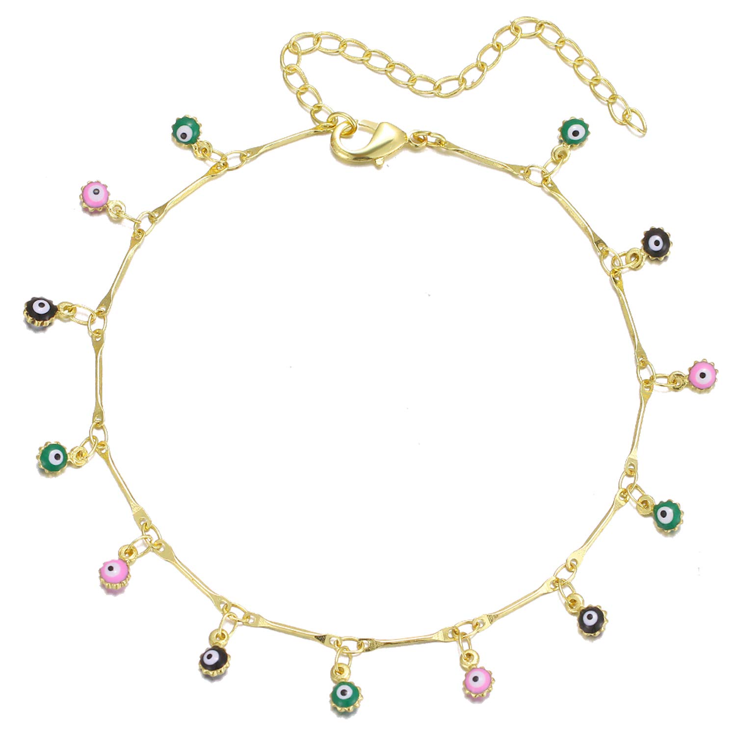 Dcfywl731 Evil Eye Choker Pendant Necklace Jewellery for Women Dainty Cute Handmade Tiny Bead Necklace for Teen Girls