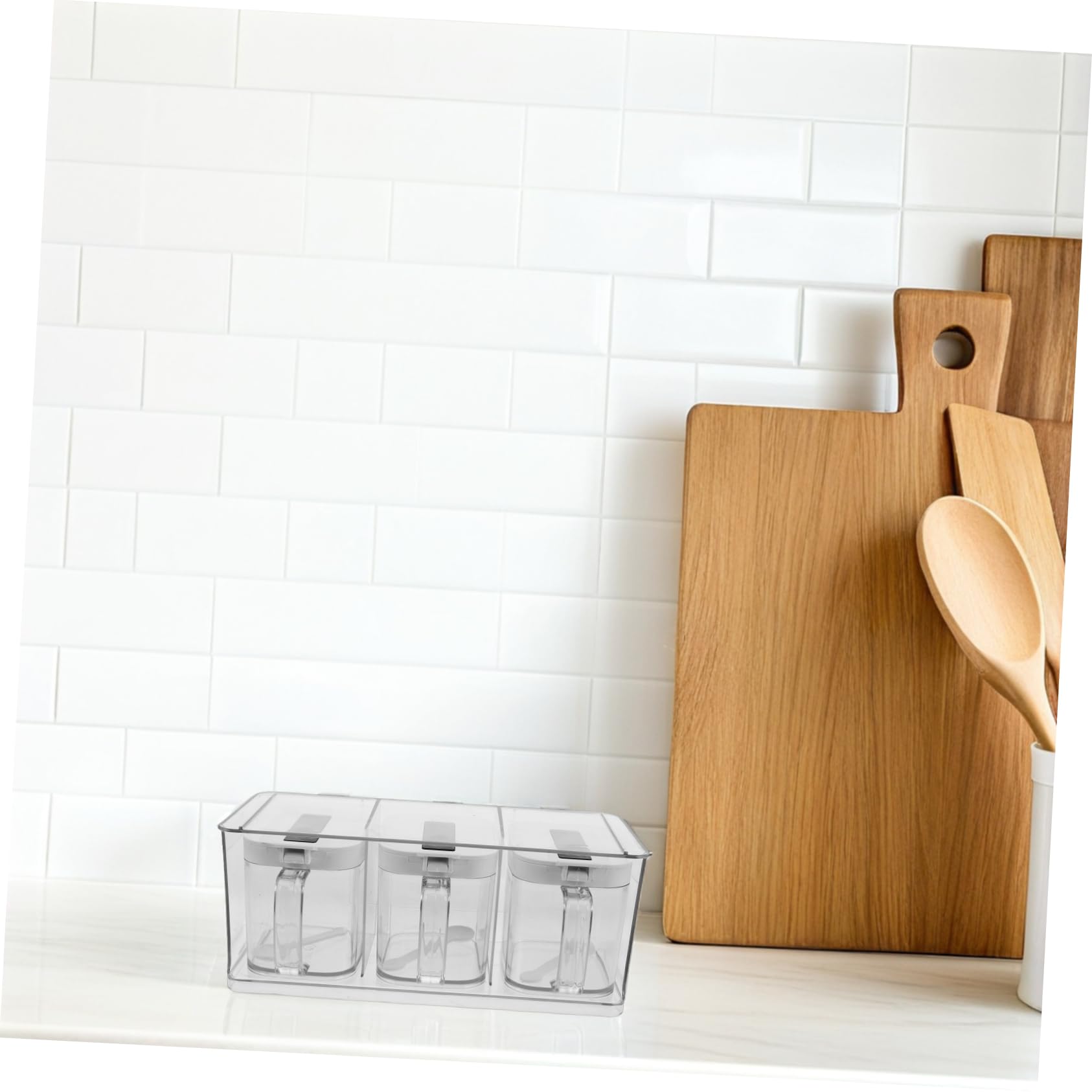 LABRIMP Boîte à Épices Cuisine Transparente avec Couvercle Étanche en Pet, Design Élégant et Simple, Rangement D'assaisonnements Cuisine, 1 Set Mural