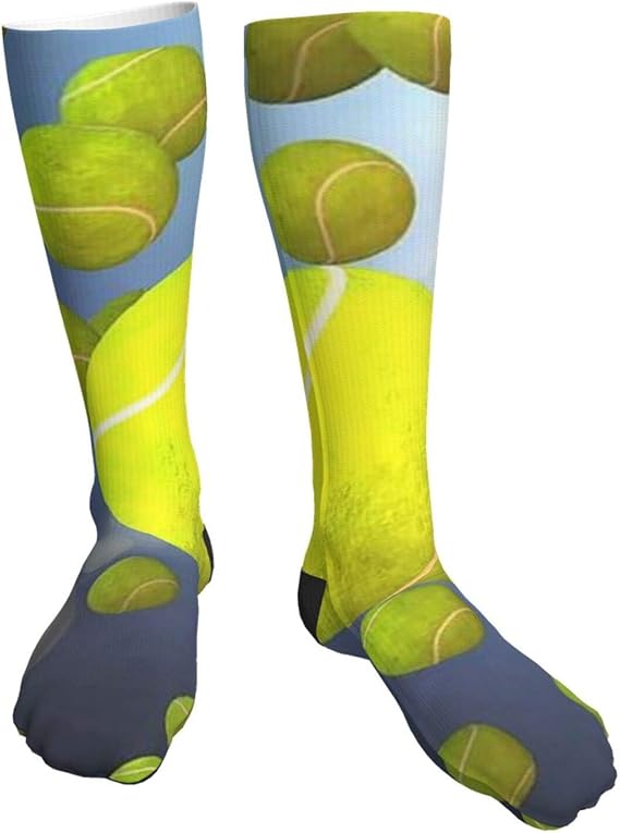 Tennis Ball Rain Athletic Sock,Soft Black Heel Thick Socks for Women