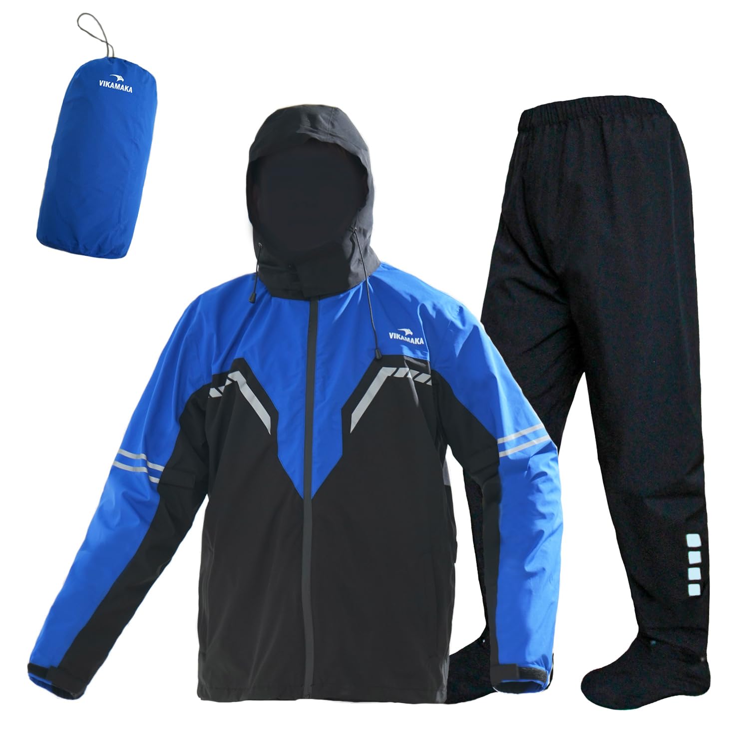 VIKAMAKA Waterproof Rain Suit for Men,Lightweight Rain Jackets and Pants Portable Reflective for Motorcycle Cycling Rain Gear