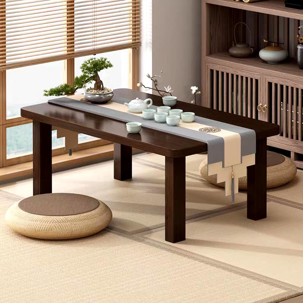 Mesa de piso plegable japonesa, mesas de centro plegables de madera, mesas bajas versátiles para sentarse, mesa de comedor, mesa de té, tatami, sin montaje, única (39.4 x 19.7 x 11.8 pulgadas) 5
