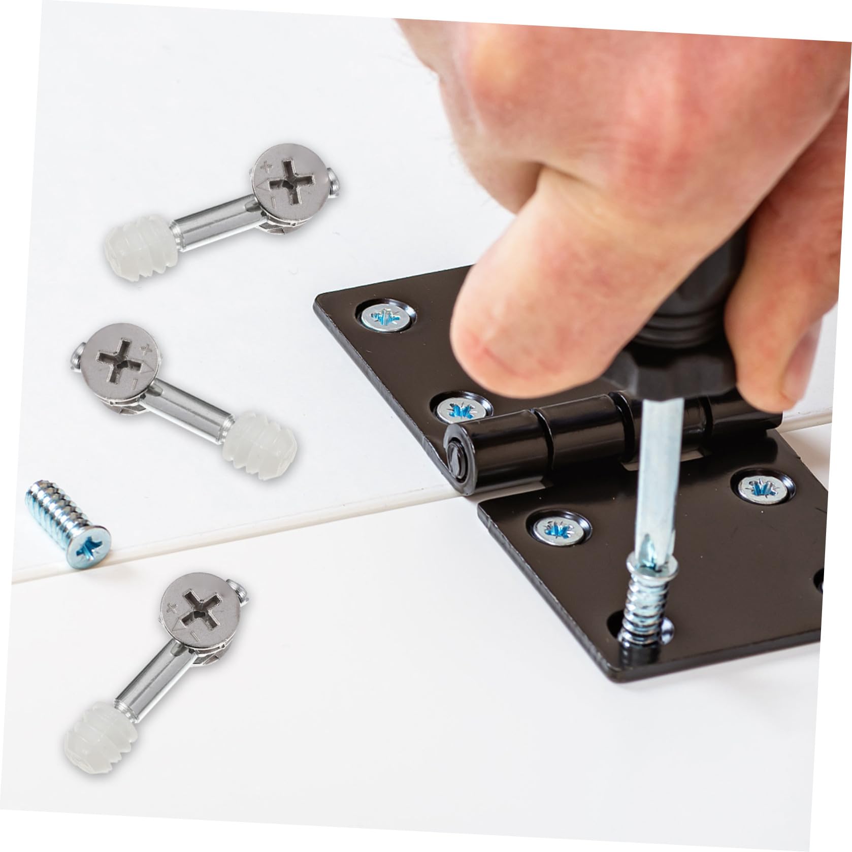 Schrankverbinder 50 Stück aus Zinklegierung, Eisen und Nylon, Silber