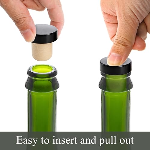 Miniatura 3 de Fasmov Paquete de 100 tapones de corcho en forma de T, tapones de corcho para botellas de vino, tapones reutilizables para sellado de vino, tapones