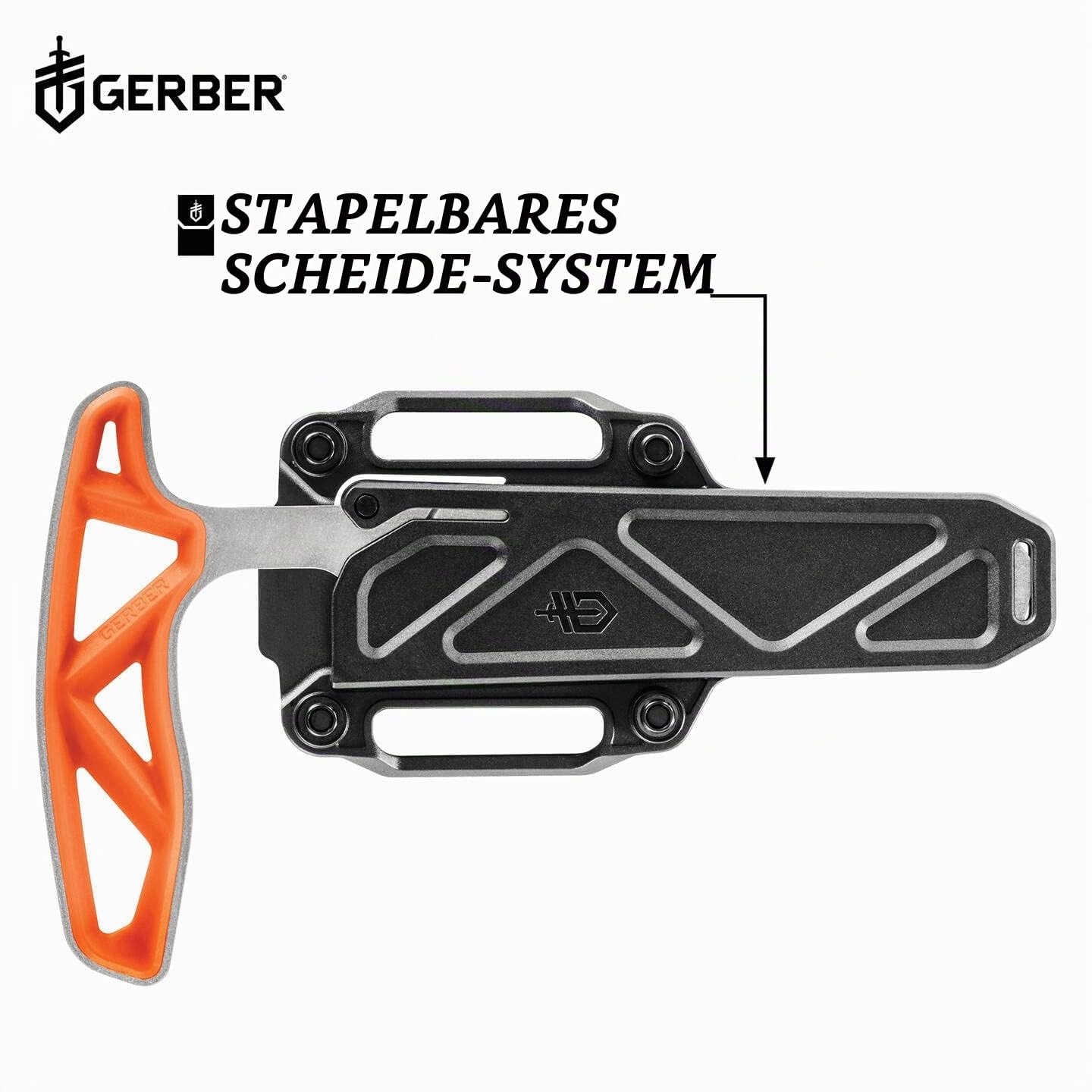Gerber Knochensäge mit Scheide, Sägeblattlänge: 10,8 cm, Exo-Mod Saw, Klingenmaterial: 7Cr17MoV, Orange, 30-001810