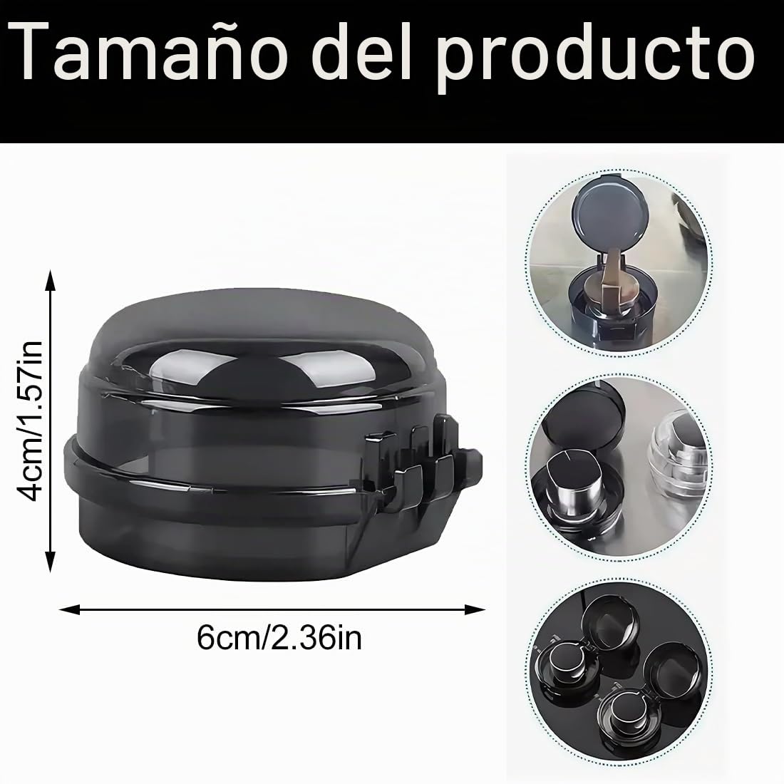 WUSJCOF 6 Piezas Protector de Perillas de Cocina para Niños, Protección Transparente para Cocina, Seguridad para Bebés en Horno (Máx. Ø 4,3 cm y 4 cm de Alto, Mín. 6 cm) (Negro)